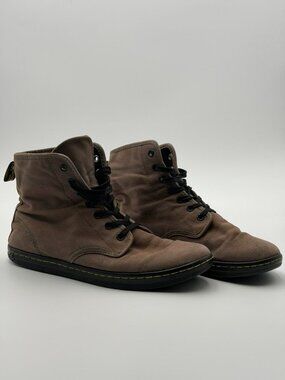 DR MARTENS Shoreditch Boots Women 10 Brown Canvas Lace Up Casual Worn